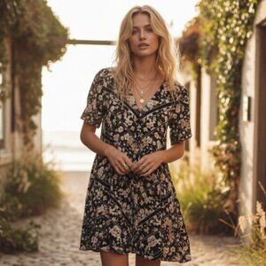 MOTEL ROCKS Crosena dress in Cosmic Daisy print
